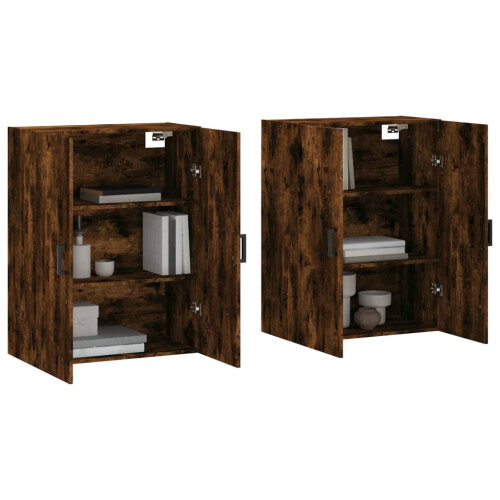 VidaXL vidaXL Wall Mounted Cabinets Bathroom Cupboard Side Cabinet 2 pcs Smoked Oak 2