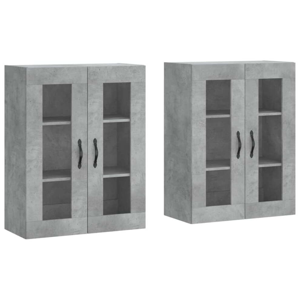 vidaXL Wall Mounted Cabinet Side Cabinets 2 pcs Concrete Grey Engineered Wood