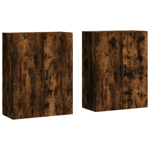 VidaXL vidaXL Wall Mounted Cabinets Bathroom Cupboard Side Cabinet 2 pcs Smoked Oak