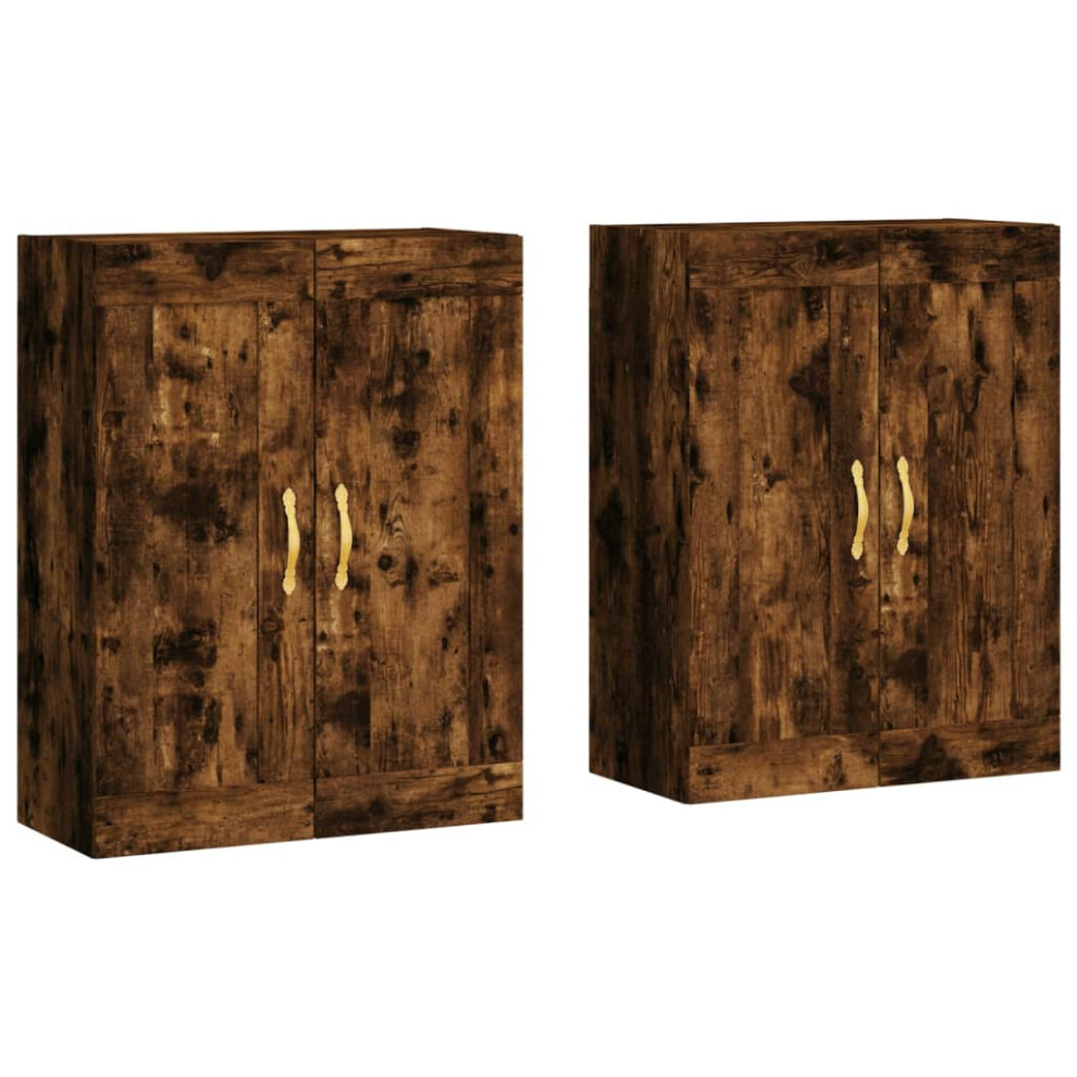 Vidaxl Wall Mounted Cabinets Storage Cabinet 2 Pcs Smoked Oak Engineered Wood