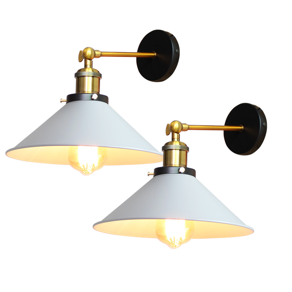 2PCS Applique Murale en Fer Et Métal Applique Murale Rétro Lampe Murale Vintage Pour Chambre Bar Café Blanc 26CM