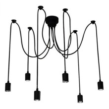 200CM 6 Teste Lampadari A Sospensione Classica Plafoniere Orientabile E27 Lampadario Retrò Per Sala Da Pranzo Camera Da Letto Hotel Nero