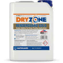 Dryzone Renderguard Gold (5L) - Advanced Salt-Neutraliser and Waterproofing Additive for Replastering After Rising Damp Treatment