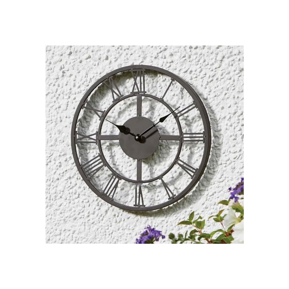 Garden Mile 35cm Skeleton Wall Clock Indoors and Outdoors Durable Large Wall Clock Weatherproof Outdoor Wall Ornaments for Garden Clocks for Kitchen