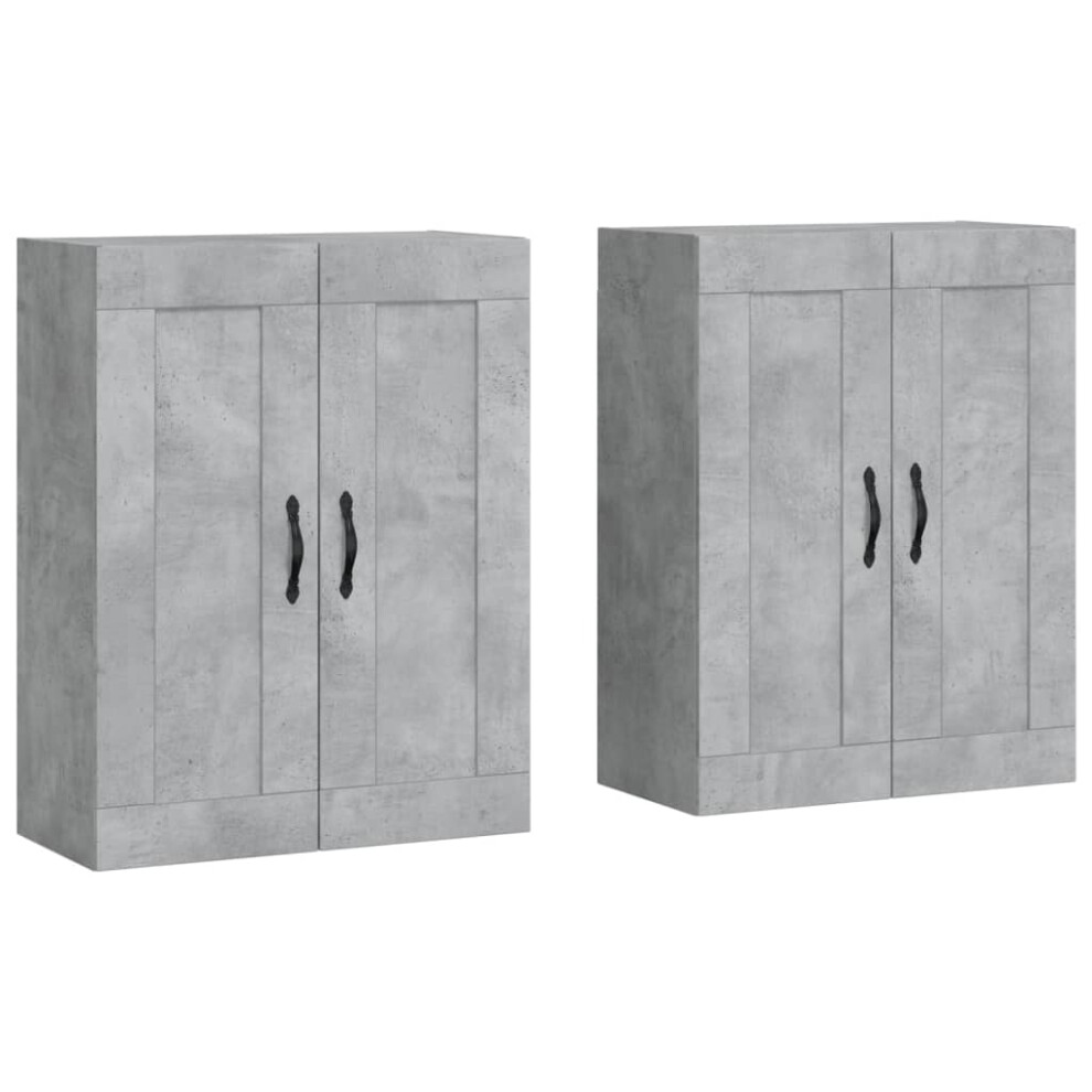 Vidaxl Wall Mounted Cabinets Cupboard 2 Pcs Concrete Grey Engineered Wood