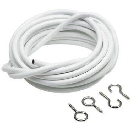 Dunnet Tools White Net Curtain Wire and Hooks Set - 3M Curtain wire