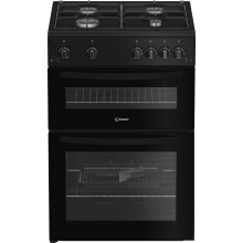 Indesit IDG6GB 60cm Double Oven Gas Cooker - Black - A+ / A+ Rated