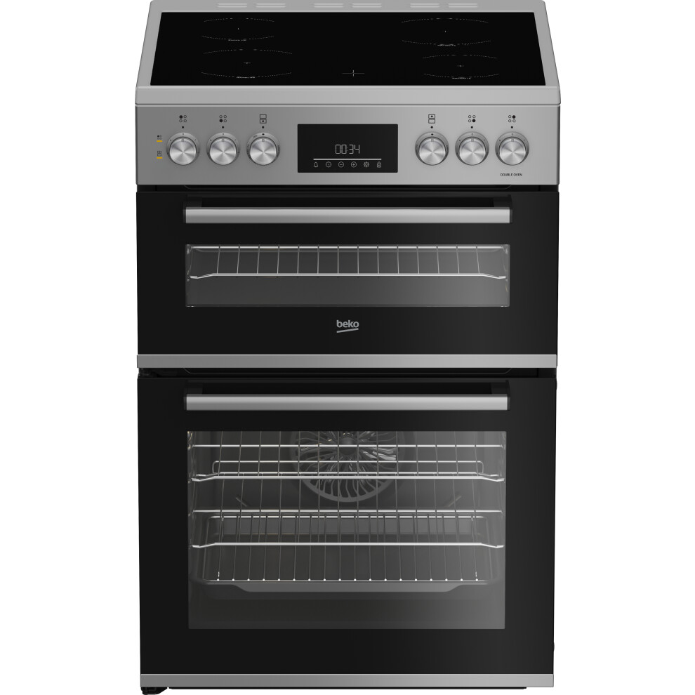 Beko Aeroperfect 60Cm Double Oven Electric Cooker With Ceramic Hob - A/A Rated Silver
