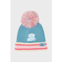 (2-4 Yrs, Blue Pink Daisy) Bobbie Kids Bobble Hat