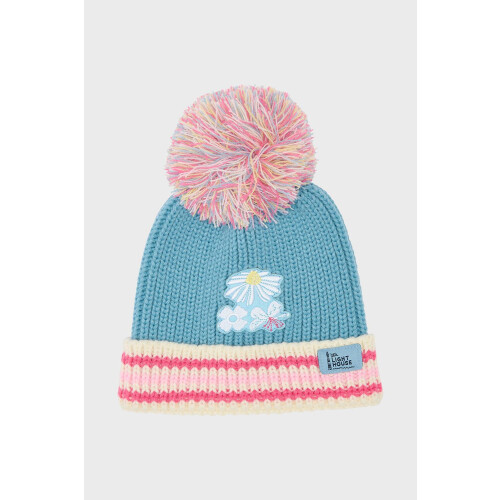 LightHouse (2-4 Yrs, Blue Pink Daisy) Bobbie Kids Bobble Hat