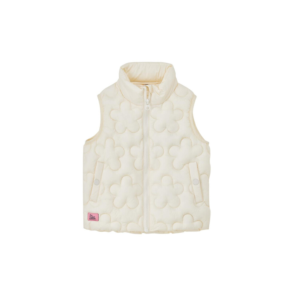 Lighthouse (2-3 Yrs, Coconut) Girls Amber Gilet - Kids Padded Vest With Recycled Fill