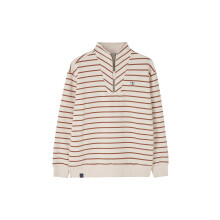 (UK 14, Rust Stripe) LightHouse Women's Coral Cotton Rich Jersey Sweatshirt - Ladies Warm Funnel Neck Half Zip Top