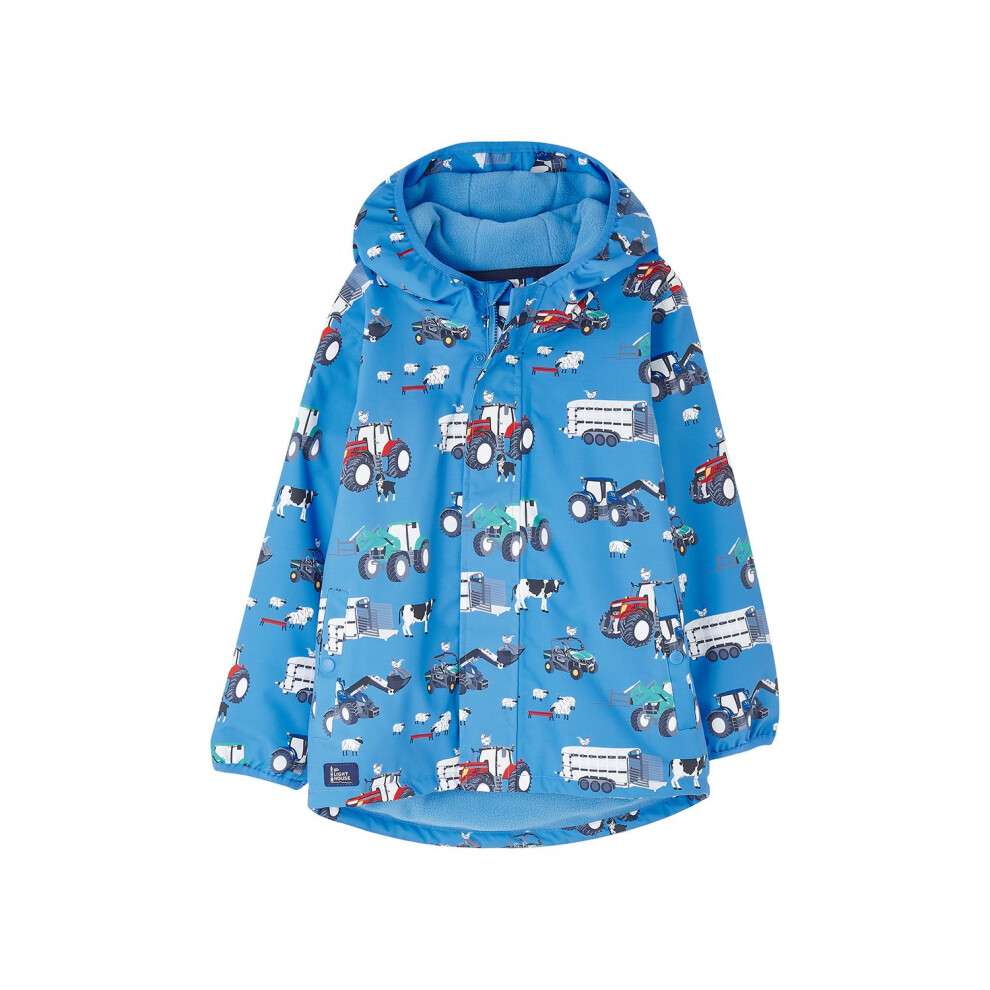 Lighthouse (7-8 Yrs, Blue Farm Print) Finlay Kids Waterproof Jacket