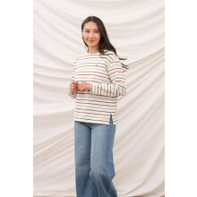 (UK 14, Sea Kelp Rust Stripe) Causeway Womens Breton Top
