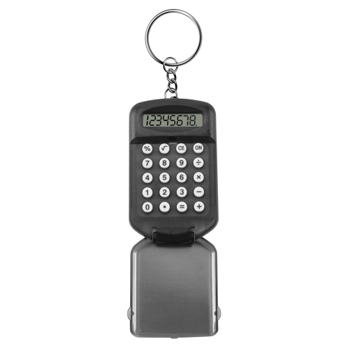 Calculadora Eletrônica Mini de 8 Dígitos com Carcaça de Plástico Cinza e Chaveiro 2
