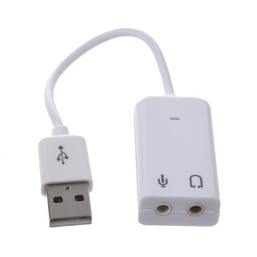 Adaptador de Áudio USB 2.0 com jack de 3,5 mm para microfone/fones de ouvido - Placa de Som Branco 2