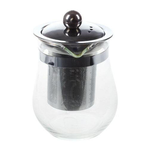 350 ml varmebestandig klar glas tekande med rustfrit stål infuser til blomsterte 2
