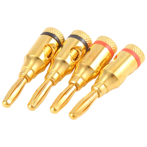 4 x 4 mm bananpluggar för högtalarkablar / guldpläterade 2