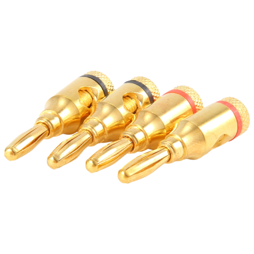 4 x 4 mm bananpluggar för högtalarkablar / guldpläterade