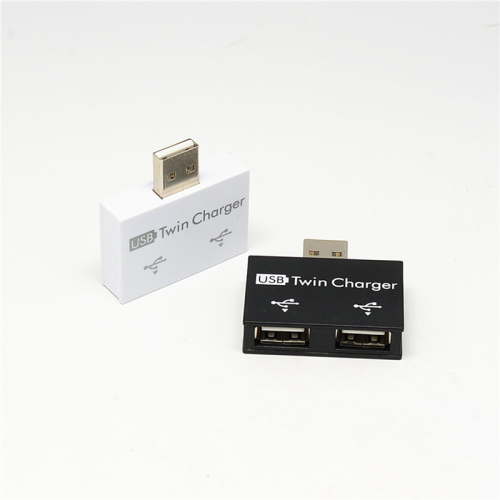 Bærbar mini USB-hub til 2-ports opladeradapter og splitter - dobbelt opladning til telefon og computer - sort 1