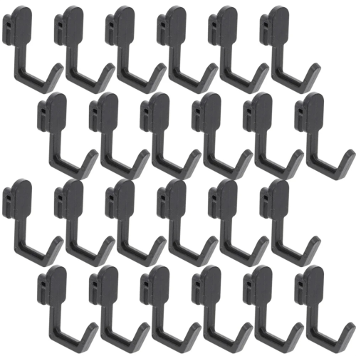 24 stk Pegboard-kroge i J-form til værktøjsorganisering, tilbehør, sort