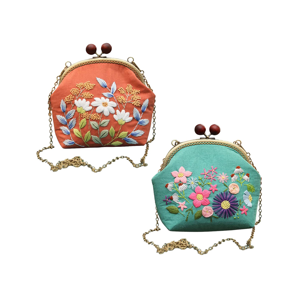 2Pcs Beginner Embroidery Coin Purse Kit,Diy Embroidered Kits,Coin Kit (Non Finished Products) 4853518185631