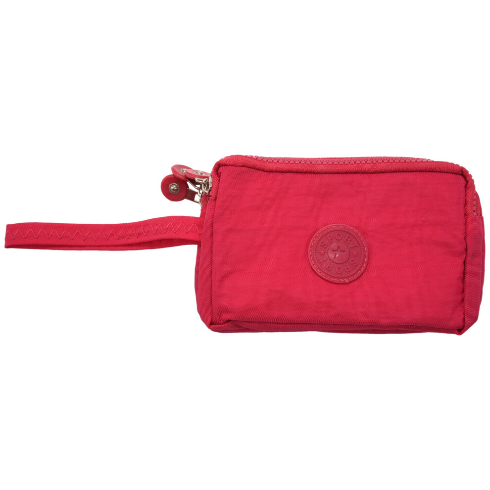 Jehiatek Las Mujeres Pequenas De La Carpeta Arruga El Bolso Del Telefono Tela Cremalleras Portatiles Bolsa Cosmeticos Rojo Rosado