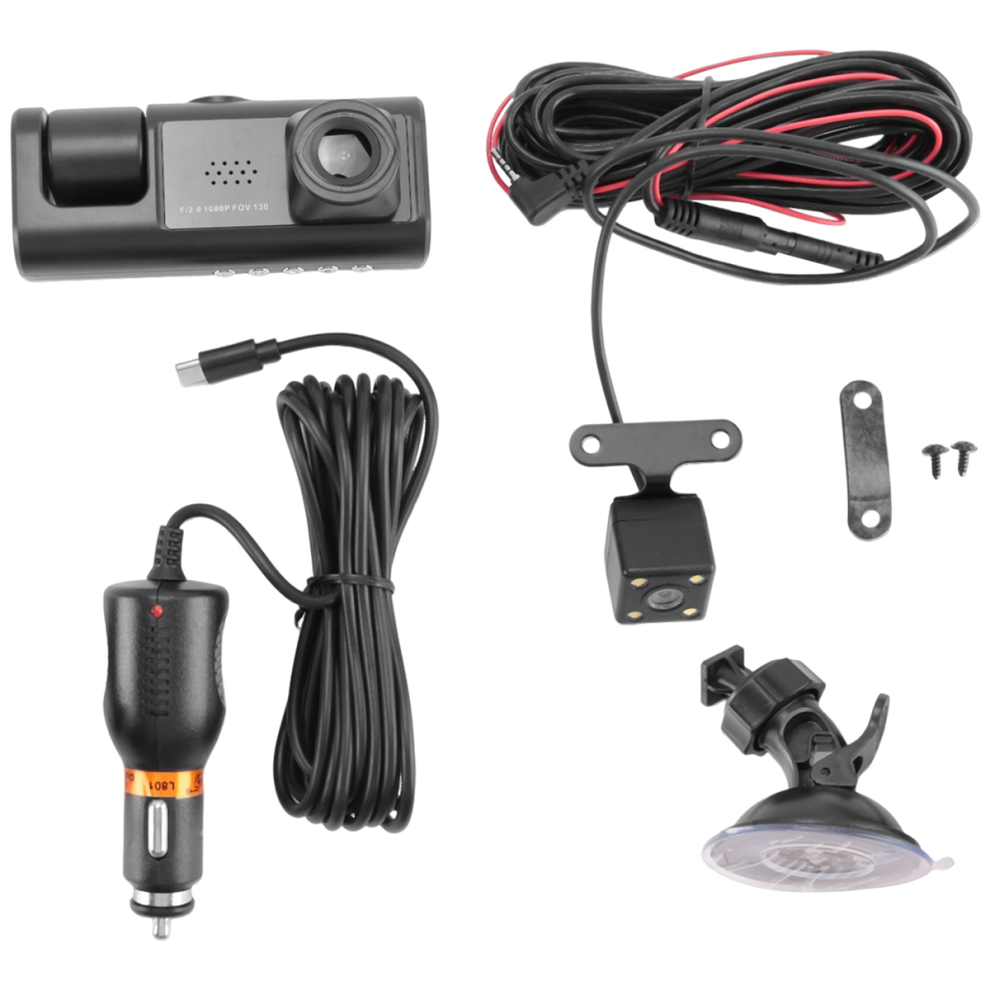 3 Lentes De Cã¡Mara Coche Dvr Canales Dash Cam Hd 1080P Frontal Y Trasera Interior Dashcam Grabadora Video Visiã³N 4853518193858