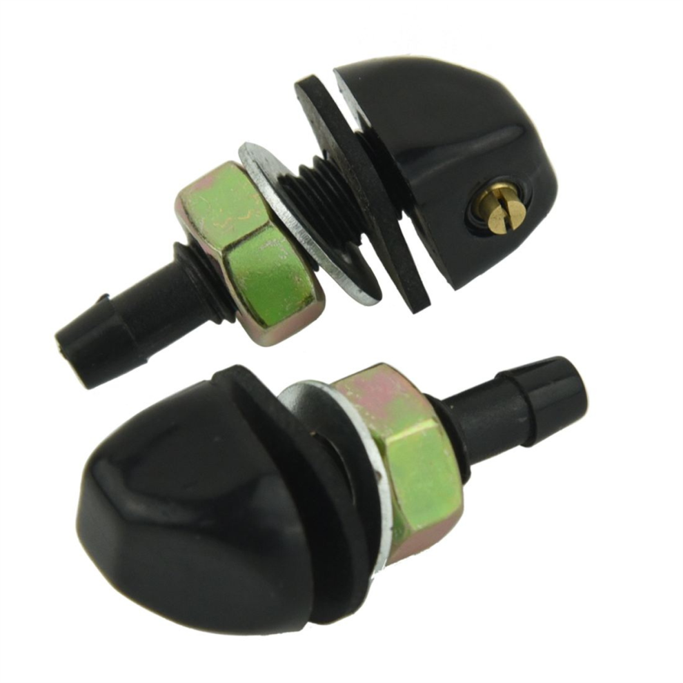 2 Pcs Buse De Pulvã©Risation Rondelle Pare-Brise Vitre Voiture En Plastique Noir Pour Paire 4853518197337