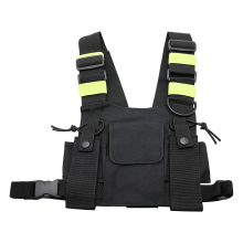 Walkie Talkie Borsa A Doppio Petto Radio Riflettente Porta Imbracatura per Gilet Rig Confezione Anteriore