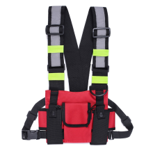Walkie Talkie Borsa Petto Doppia Radio Riflettente Pettorina Porta Imbracatura Gilet Rig Confezione Frontale D