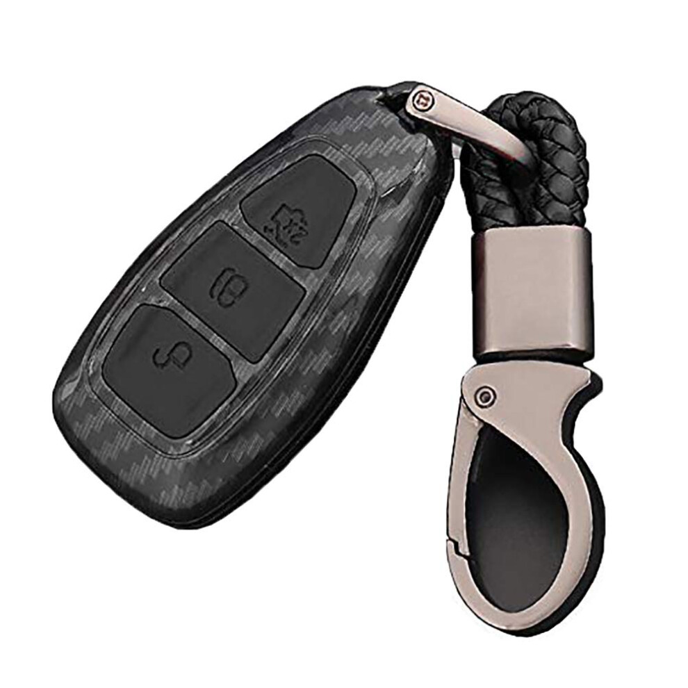 For Ford Carbon Fiber Smart Key Cover Case Key Shell Remote Key Box Prevent Scratch (Black) Black 689788458427