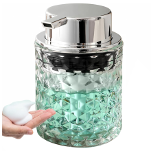 Foaming Hand Soap Dispenser, Bathroom Dispenser or Lotion for Kitchen, Refillable Clear Glass