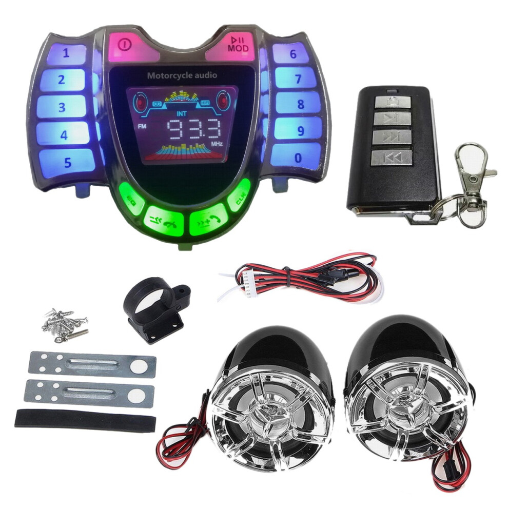 Jehiatek Altoparlanti Stereo Per Moto Lettore Mp3 Wireless Bluetooth Audio Fm Impermeabile Scooter Atv Utv