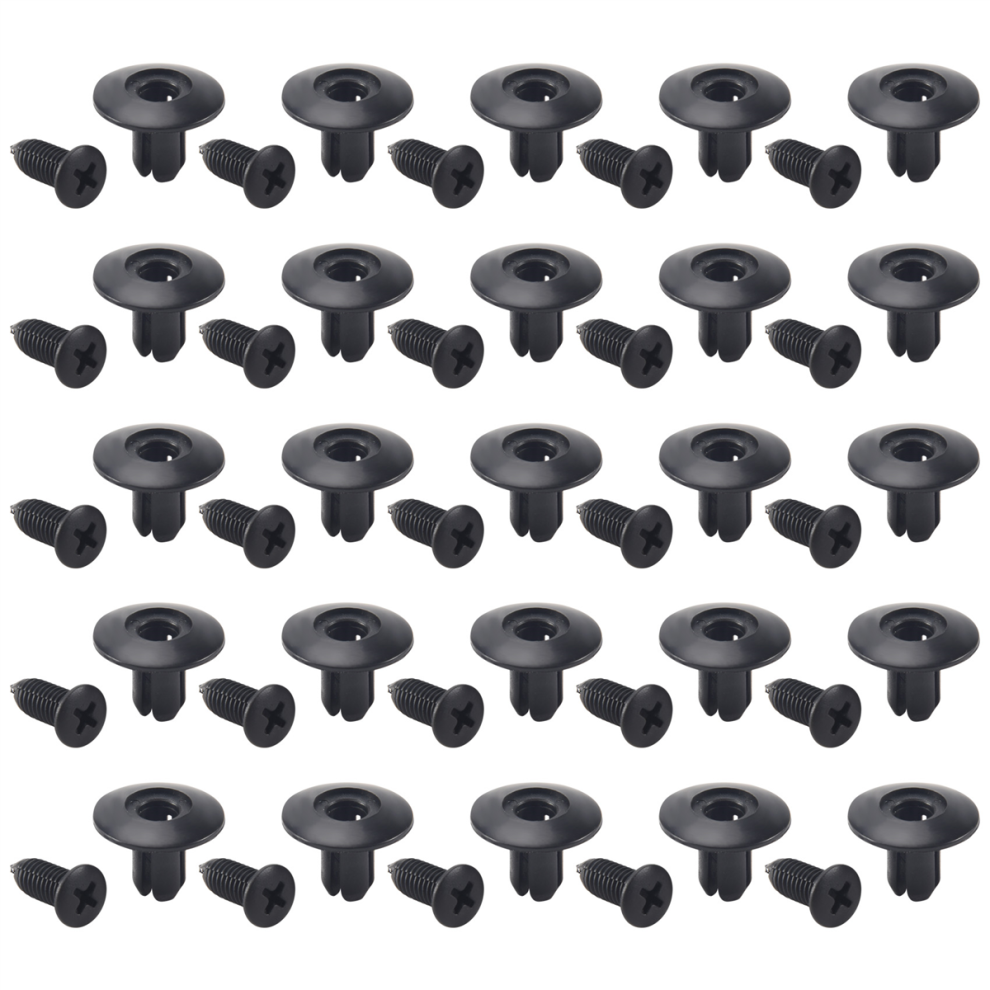 25 Piezas De Plã¡Stico Empuje En Parachoques Guardabarros Puerta Remaches Clip 8Mm Agujero Negro 4853518130662