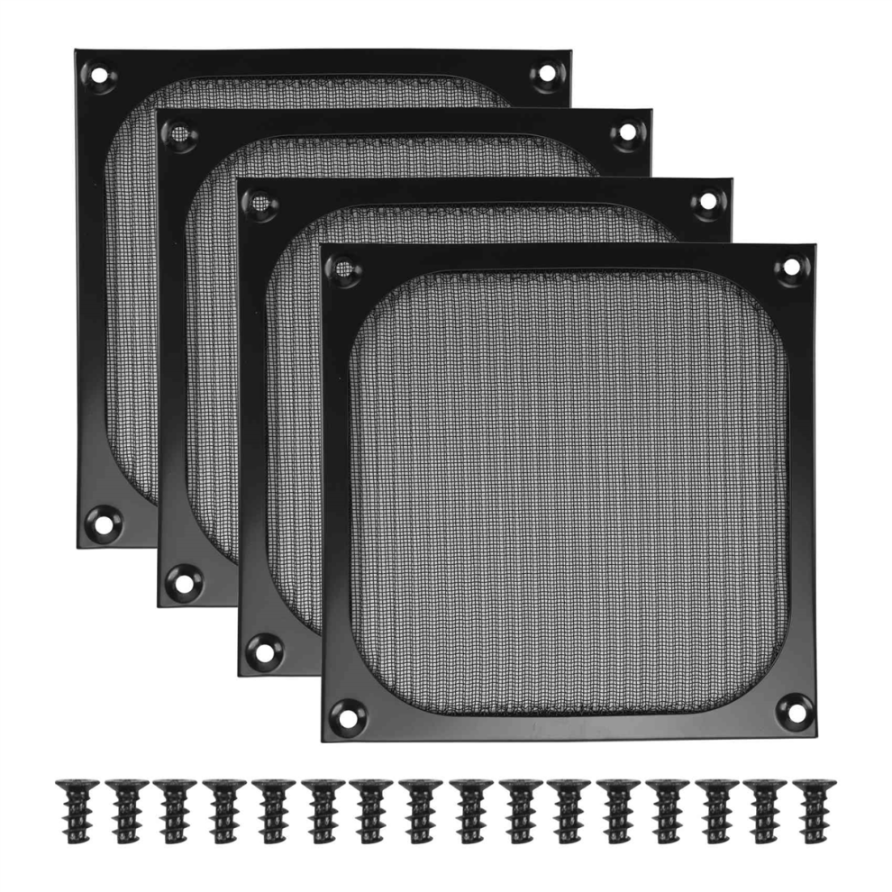 Ventilador De Caja Computadora Escritorio 140 Mm Rejillas Filtro Polvo Cubierta Una Prueba Con Tornillos, Aluminio, Paquete 4 4853518141187