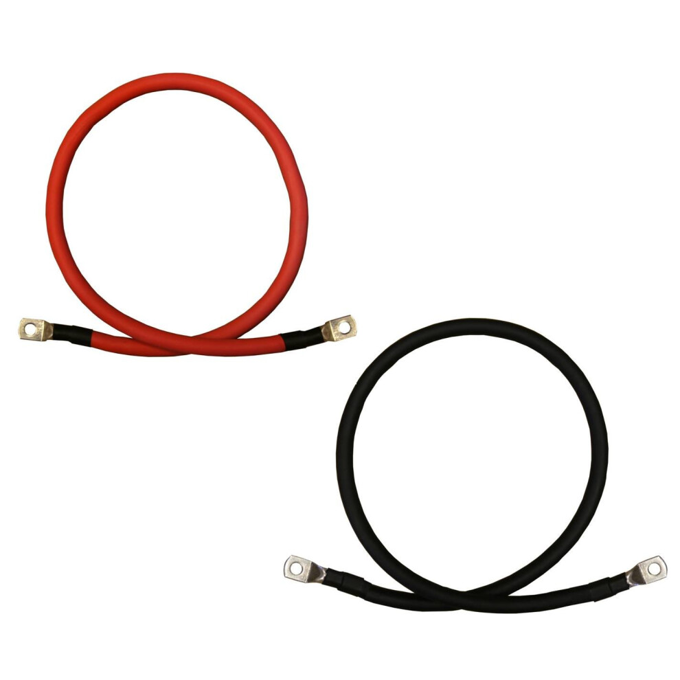 2 Awg Gauge Pure Copper Battery Inverter Cables Solar, Rv, Car, Boat 3Ft 3/8 5/16 In Lugs Red/Black 689788459554