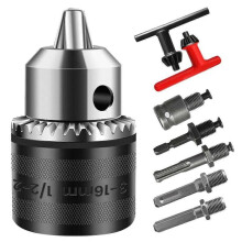 3-16mm Drill Chuck Adapter 1/2-20UNF, for Impact Driver/Electric Drill/Hammer Drill, 16mm Chuck Key