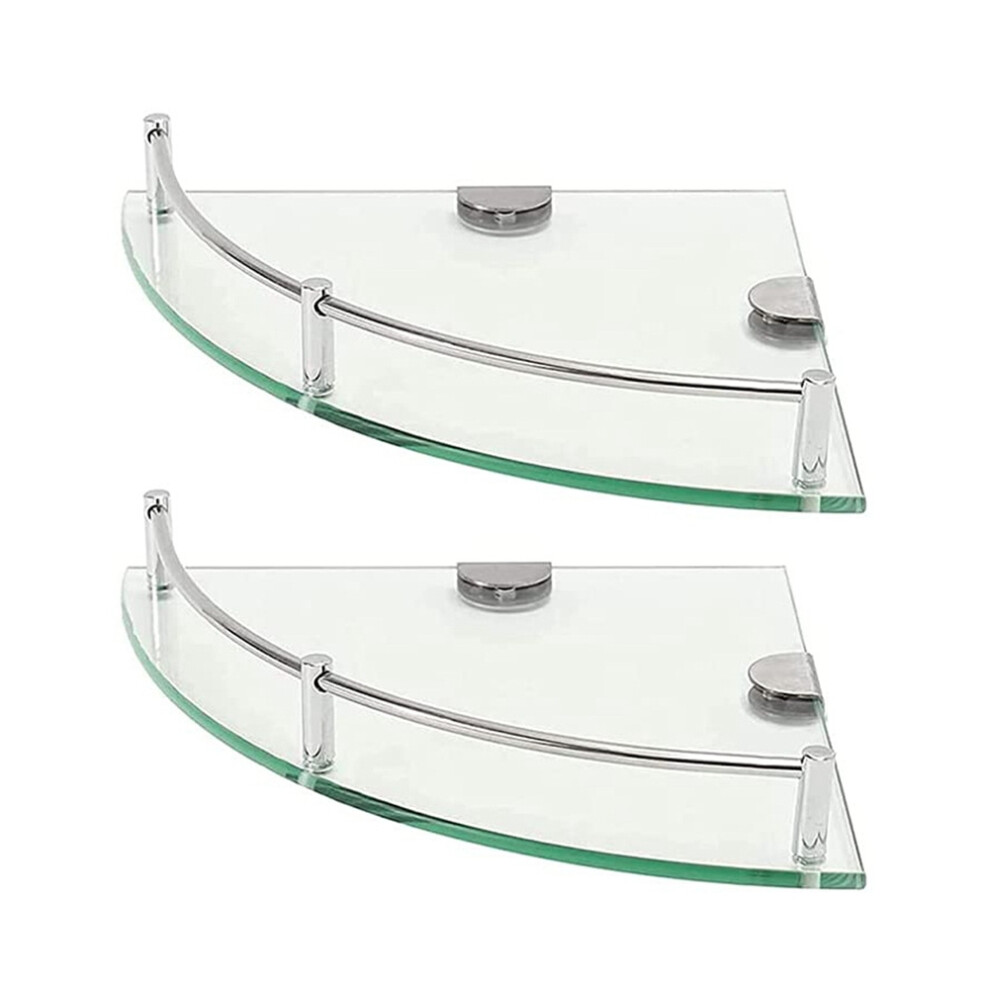 Bathroom Shelves, 2-Tier Glass Corner Shelf Wall Mounted ,Tempered for Storing Shower Gel/Soap-C-image-OPC-PHZD926-NEW
