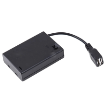 3XAA Battery Case with Cover and Switch Connected to USB Female Connector Socket Holder