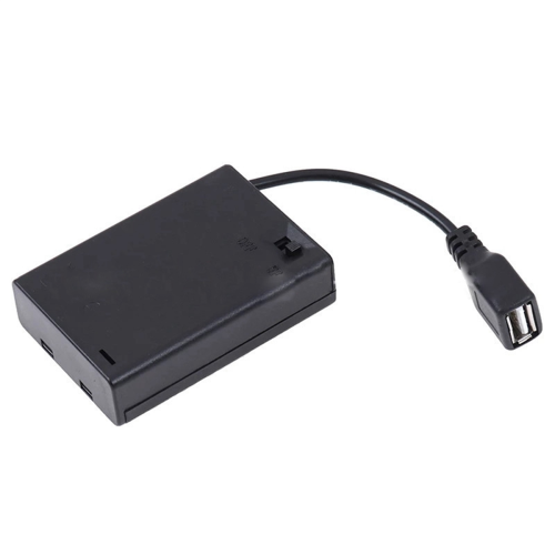 3XAA Battery Case with Cover and Switch Connected to USB Female Connector Socket Holder 1