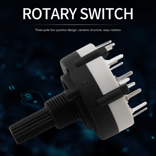 3P4T 3 Pole 4 Position Single Band Selector Rotary Switch w Knob 2