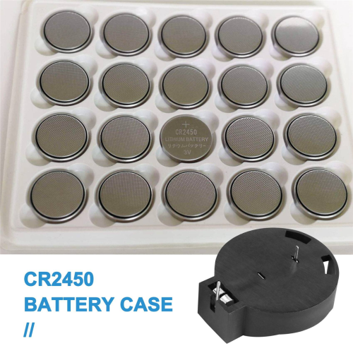 2 Pcs CR2450 Coin Cell Button Battery Socket Holder Case Pins Black 1