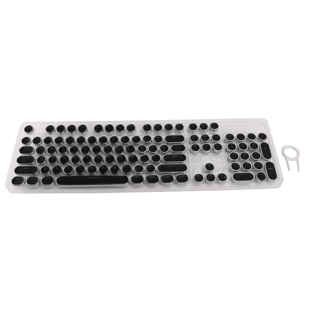104-Tasten Retro Runde Tastenkappen Doppel Linse Diy Schreibmaschine Fã¼R Hintergrundbeleuchtete Mechanische Tastatur Schwarz 4853568918531
