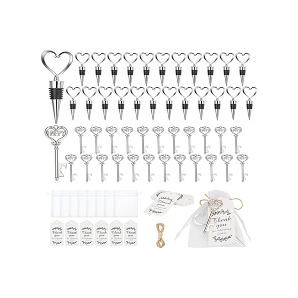 24-Teiliges Schlã¼Ssel-Flaschenã¶Ffner- Und Weinkorken-Set, Flaschenã¶Ffner-Schlã¼Sselanhã¤Nger, Hochzeitsgeschenke, Hochzeitstischdekoration 4853568929766