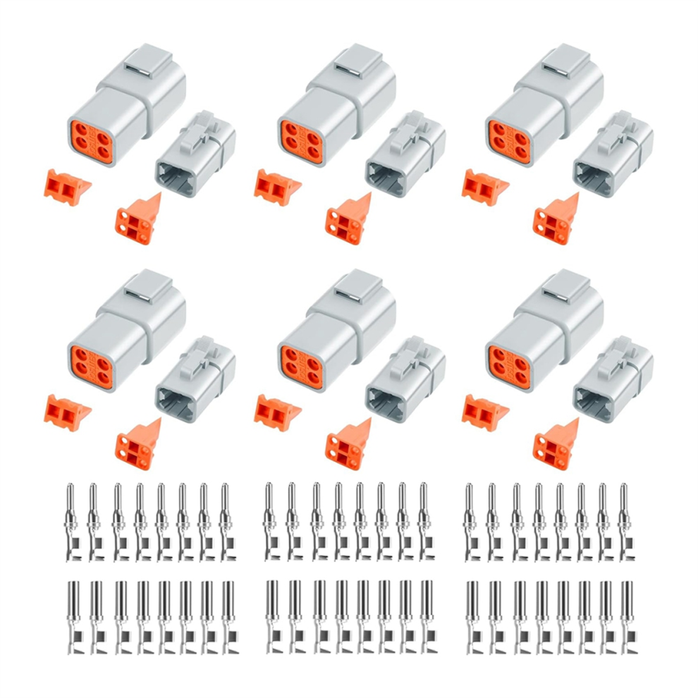 72-Teiliges Deutsch-Dtp-Steckerset, 4-Polige Wasserdichte Kfz-Stecker, 6 Sets Mit Gestanzten Kontakten Der Grã¶ÃE 12, Messgerã¤T 4853568938621