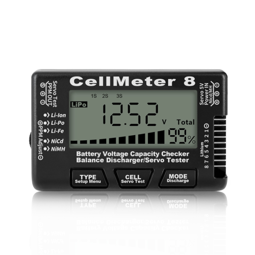RC Cellmeter 8 Digital Battery Capacity Checker Controller Tester Voltage for Li-Ion NiMH Nicd Cell Meter Black 1
