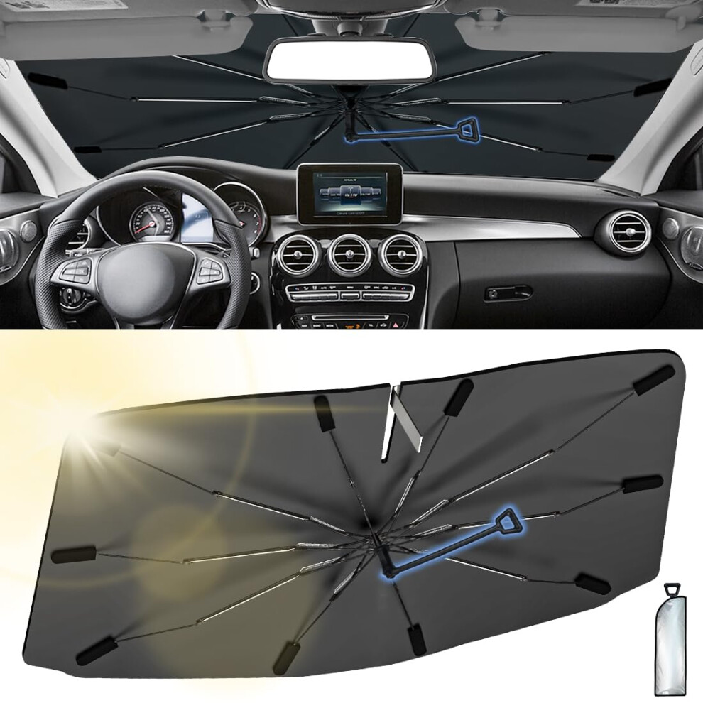 Car Shade For Front Windshield With 360 Antiscratch Handle, Foldable Car Umbrella Sun Shade Cover, Windshield Sunshade Fit For Sedan Suv Pickup 689788462578