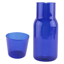 Transparent Candy Color Glass Teacup Set Simple Heat-Resistant Drinking Juice Cup with Tea Pitcher Water Bottle -Blue