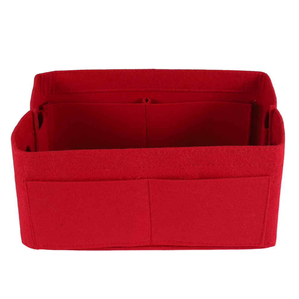 Jehiatek Red Home Storage Bag Purse Organizer Felt Insert Makeup Inner Portable Cosmetic Bags Tote